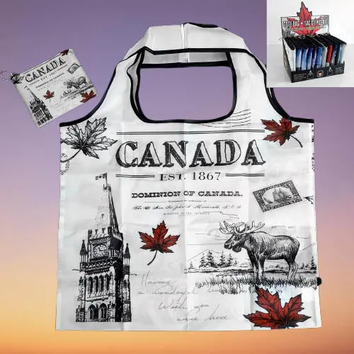 01-0488 - Canada Foldable Bag B/W+Leafs 1