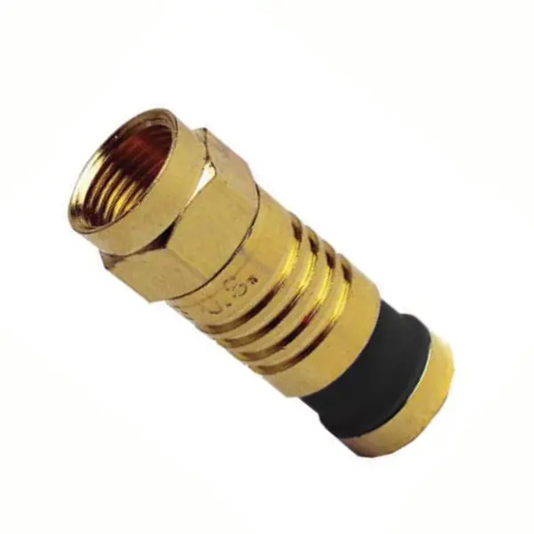 18009-Bulk - F Plug Rg6 Compression Black Gold Plated 1