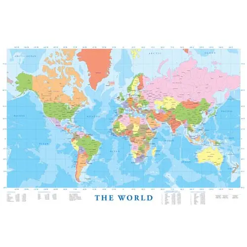 2400-1271 - Map Of The World Poster 36X24 In 1