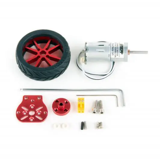 Dc25wrim - Motor Dc 9V W/Wheel 57Mm And Rim Aluminum Brackets Terminal Kit 1