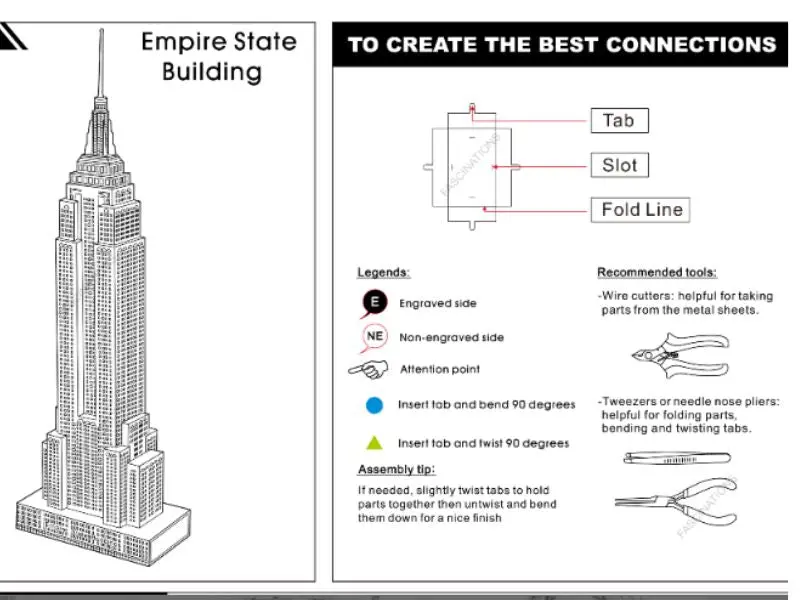 Mms010c1 - Empire State Building Metal Earth 3D Laser Cut Model 2