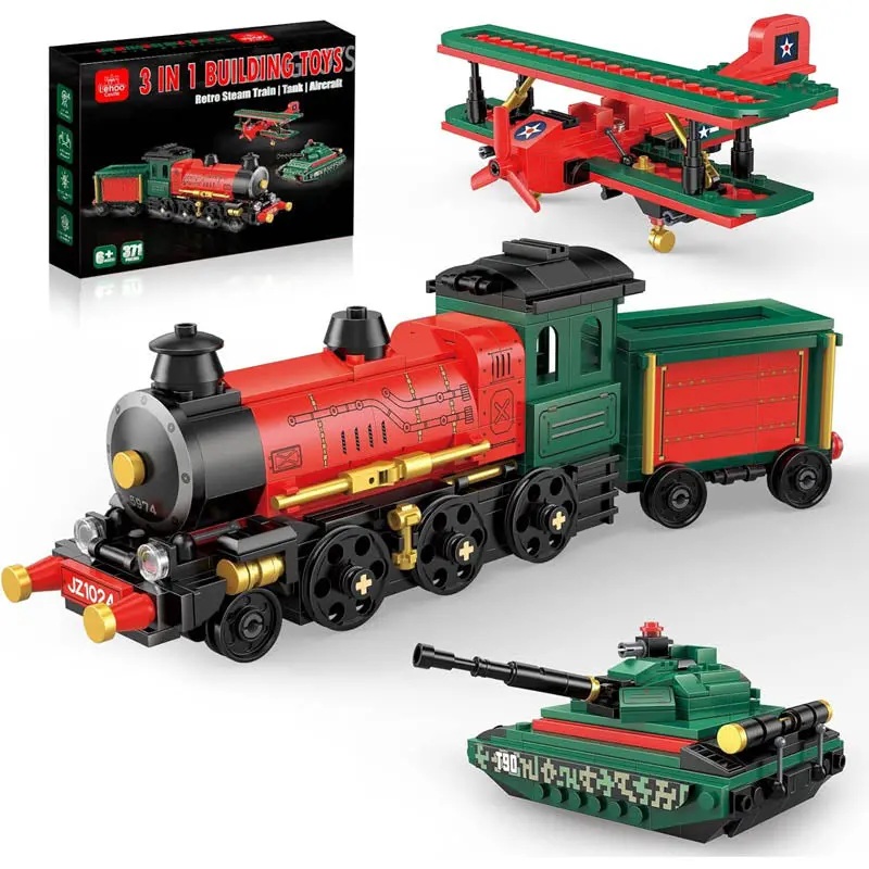 16150 - Toy Building Set 3 In 1 Train Tank Aircraft 371Pcs/Box 1