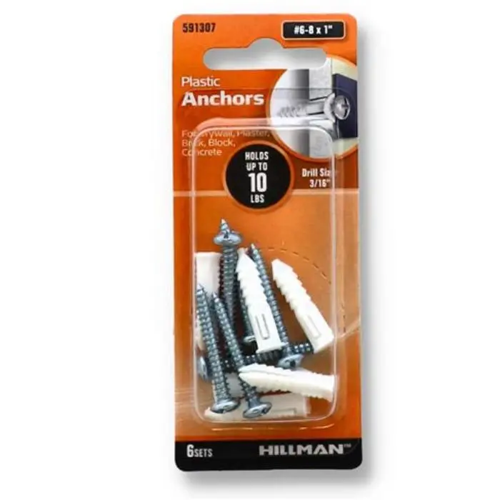 591307H - Anchor Plastic White With Screws #6-8X 1 Inch Set Of 6Pcs (6 Pcs/Pkg) 1