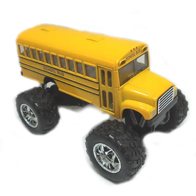 A2dbi 142 - Bus School Yellow 5 Inch With Big Wheels And Pull Back Action 1