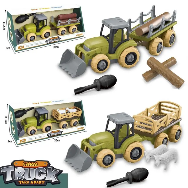 01544 - Farm Tractor W/Trailer Assorted 2Pc/Set 1