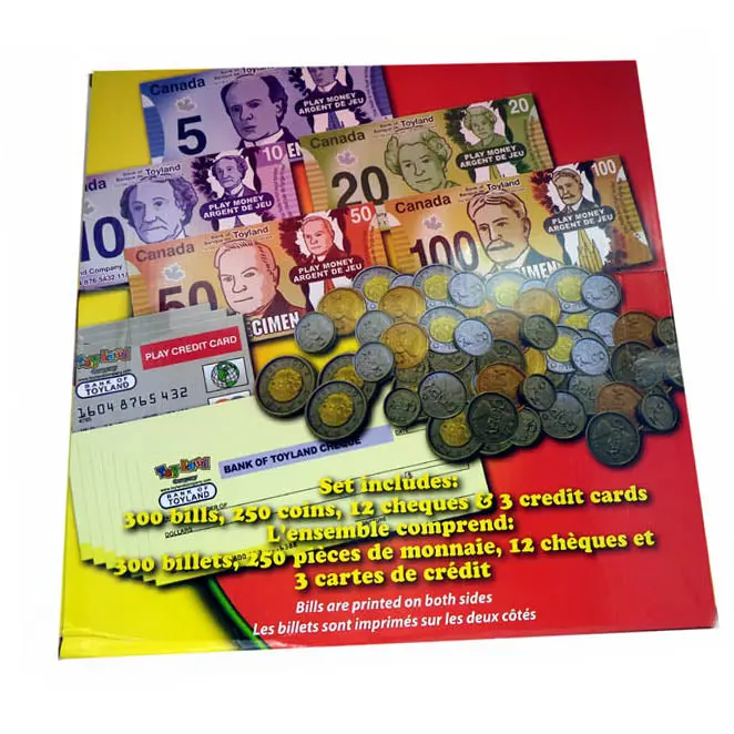 G5ap 339 - Canadian Play Money Bills Coins Cheques And Credit Cards Set 1