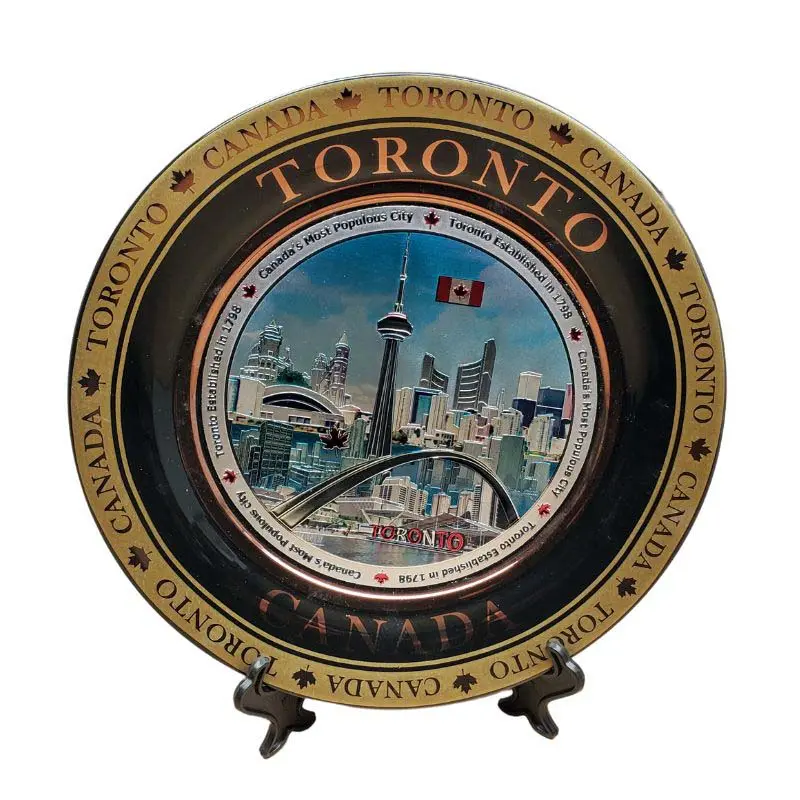 03026 - Toronto Souvenir Plate 8In Metal 1