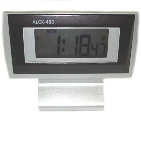 Alck-486 - Clock Alarm Digital Silver Snooze Stopwatch Functions 1