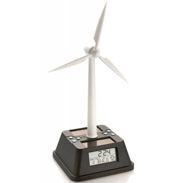 Pi-8699 - Clock Solar Powered W/Spinning Wind Turbine 1