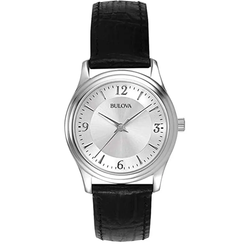 96T58 - Bulova Women's Black Leather Watch 1