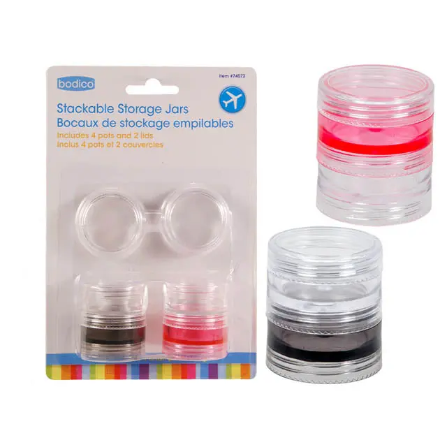 74072 - Travel Stackable Storage Jars 4 Pots And 2 Lids Assorted Colors (2 Pcs/Pkg) 1