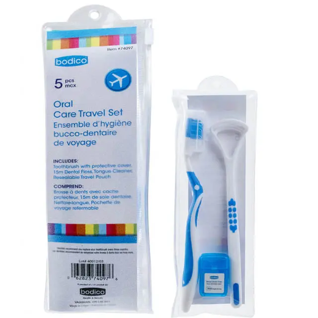 74097 - Travel Oral Care 5Pcs/Set Tooth Bursh W/Cover Dental Floss 1