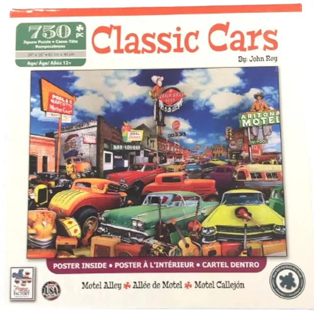 77434 - Jigsaw Puzzle Motel Alley 24X18in 750Pcs Classic Cars 1
