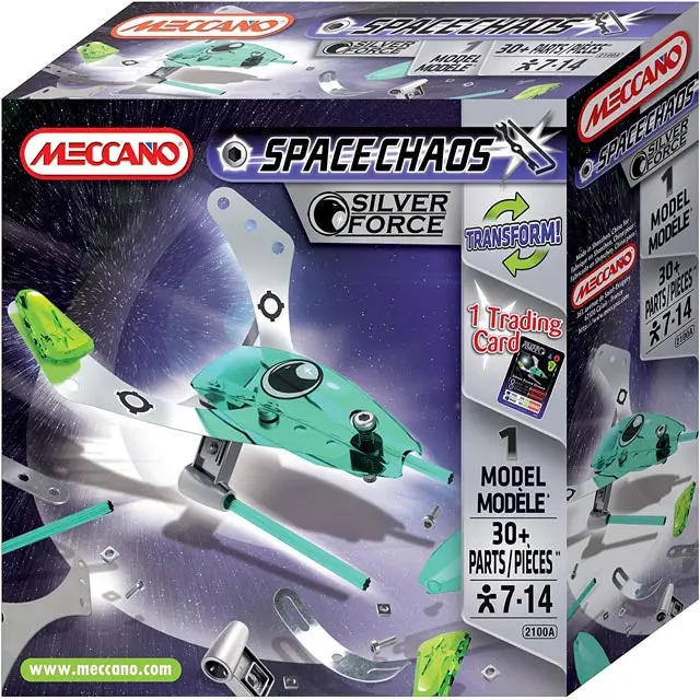 802100A - Meccano Spacechaos-Silver Force Drone 30Parts 1 Model Assor 1