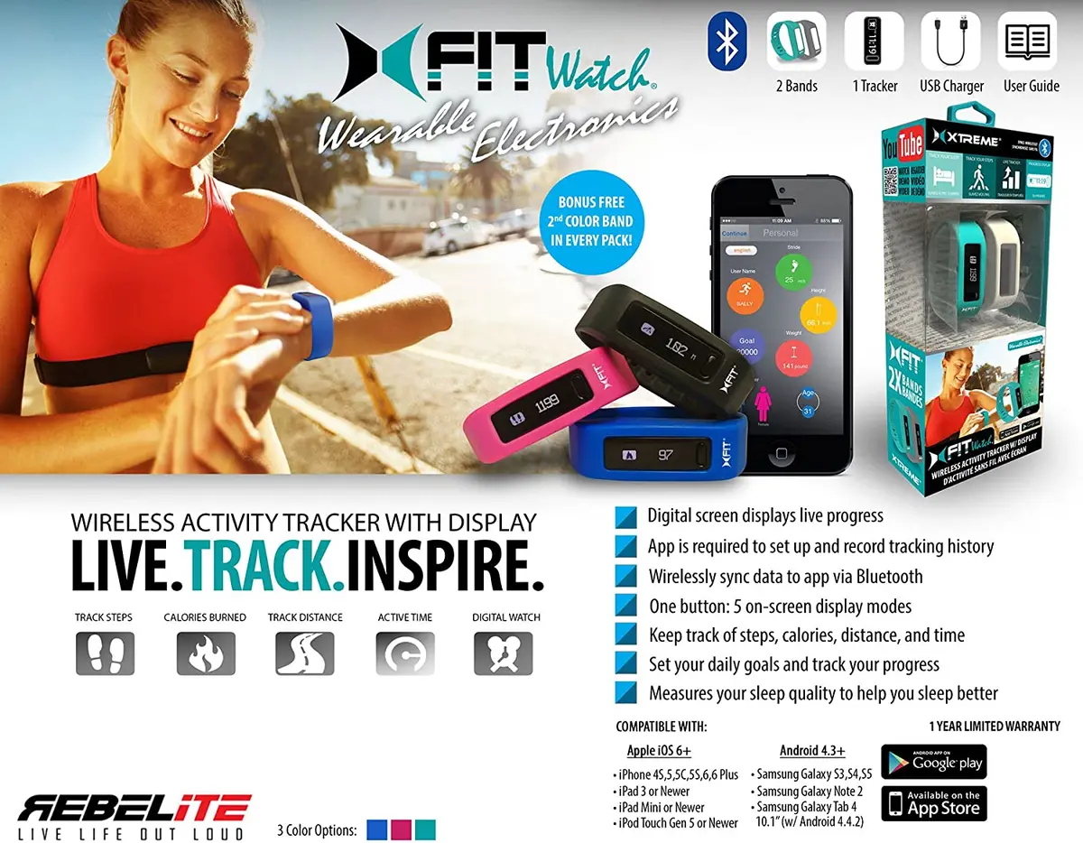 40401 - Xfit Fitness Band Activity And Sleep Monitor Blk And Blu 2Pcs/Set 2