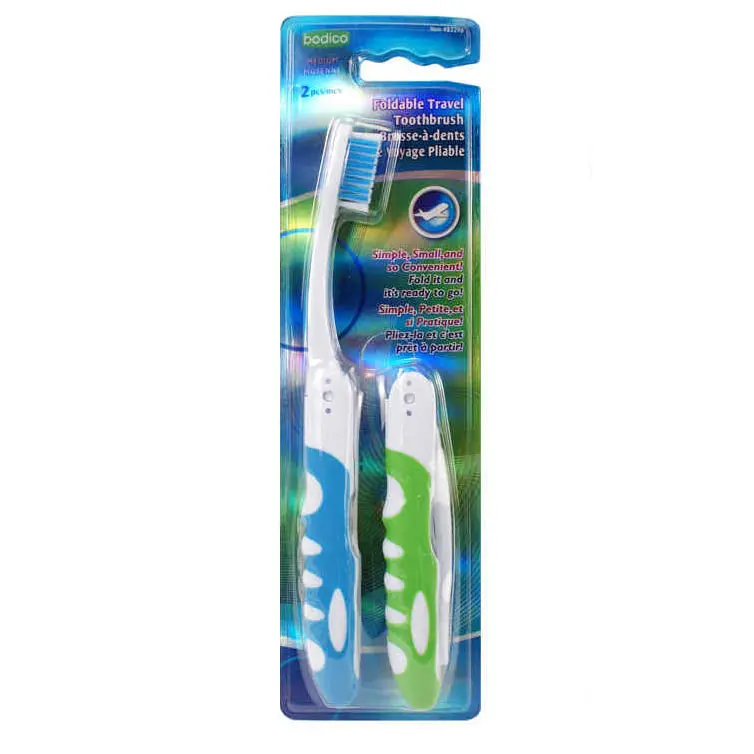 82296 - Travel Toothbrush Foldable Assorted Colors (2 Pcs/Pkg) 1