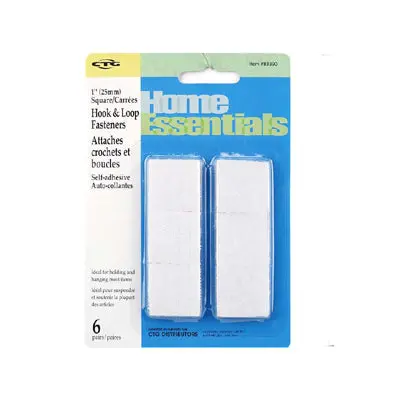83390 - Velcro Hook And Loop Square 1Inch Adhesive White (6 Pcs/Pkg) 1