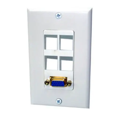 Adz-962 - Wall Plate Vga Female 4Pos Insert Port White Decora 1