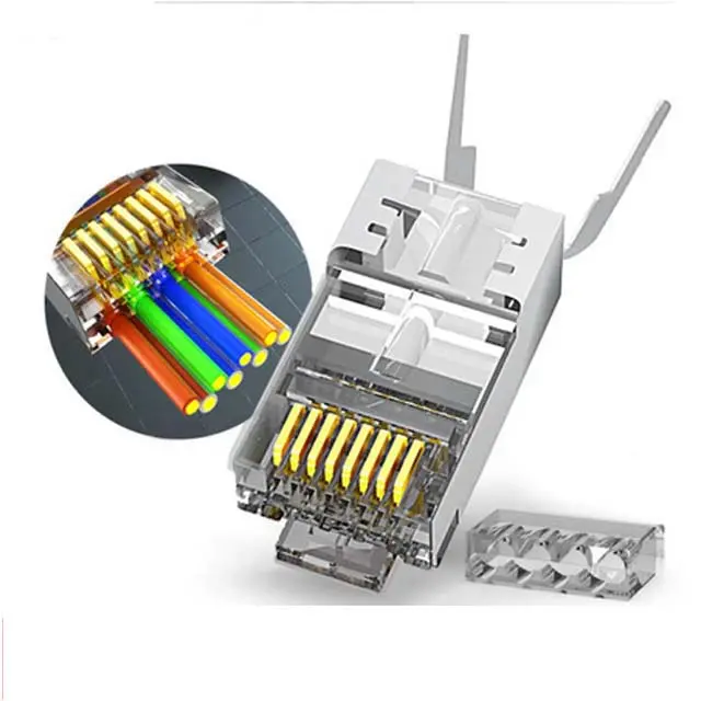 Agab-8115-5 - Modular Plug 8P8c Cat6a/Cat7 Passthrough Rj45 Shielded 50Um (5 Pcs/Pkg) 1