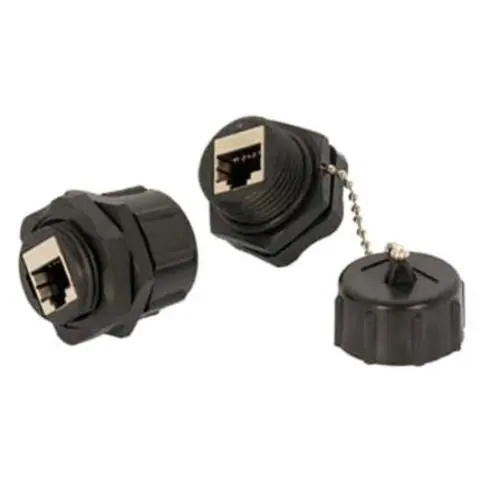 Agd-178A - Rj45 Coupler Cat6 Sh With Dust Cap Panel Mount Ip68 Shielded 1