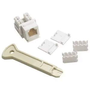 2782022 - Keystone Jack Cat3 Wht 110 6P6c W/Punch Tool 90 Degree 1