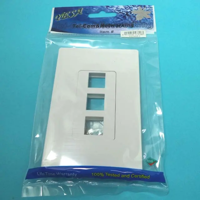 Cat503s-3 - Wall Plate 3Port White Decora Screwless Hook And Snap-On Mount 1