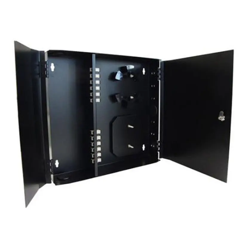 Fo-Hfw24 - Fiber Wall Cabinet 24 Port Front Open Lockable Black 1