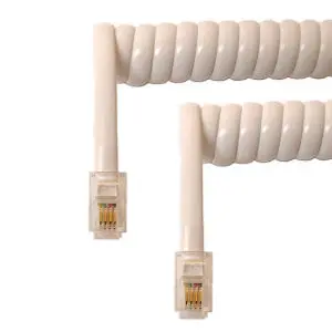 702002-03 - Modular Cable 4P4c M/M 6Ft Curly White 1