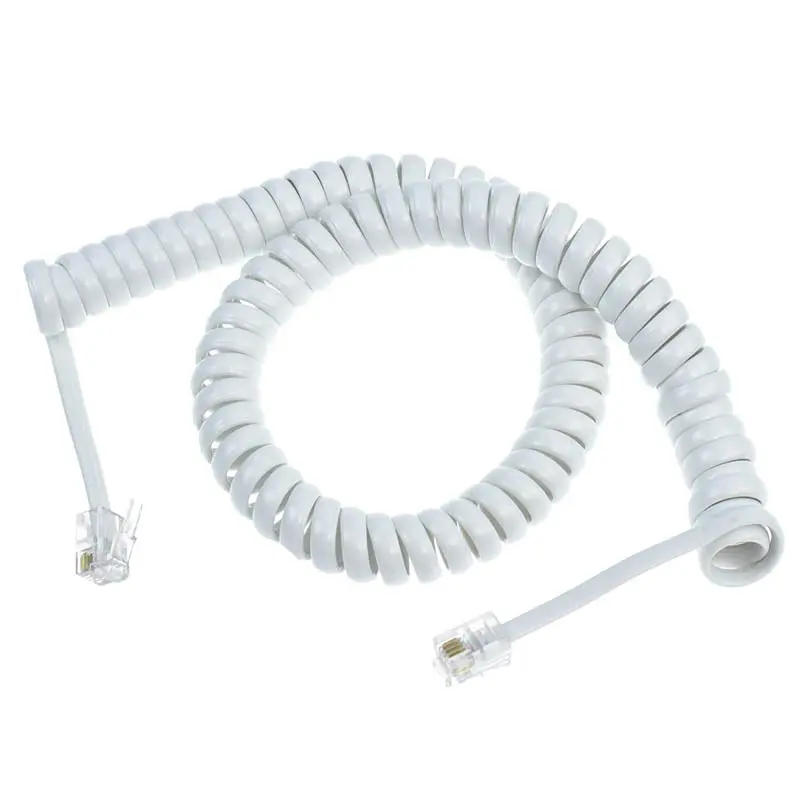 Tc6014-7Wh - Modular Cable 4P4c M/M 7Ft Curly White 1