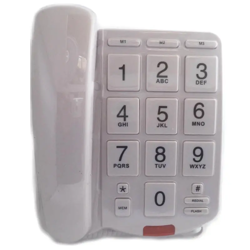 Tel-3 White - Telephone With Big Buttons White Phone 1