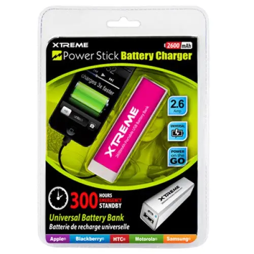 88263 - Power Bank 2600Mah W/Cable Pink Universal 1