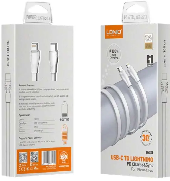 Lc131l - Usb Cable C Male To Lightning 8P 3Ft 30W Fast Charge And Sync 1