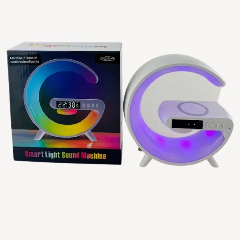 Wlc-010 - Charging Pad Wireless Clock And Light Sound Machine W/Bluetooth 1