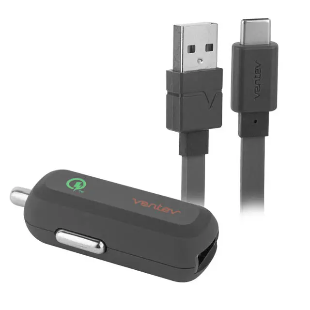 523737 - Usb Car Charger 5Vdc 2.4A Rapid Charge With Usb A To C 2.0 Cable 1