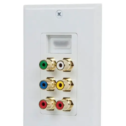 12100 - Wall Plate Hdmi With 6Xrca Jack Gold Plated- White 1