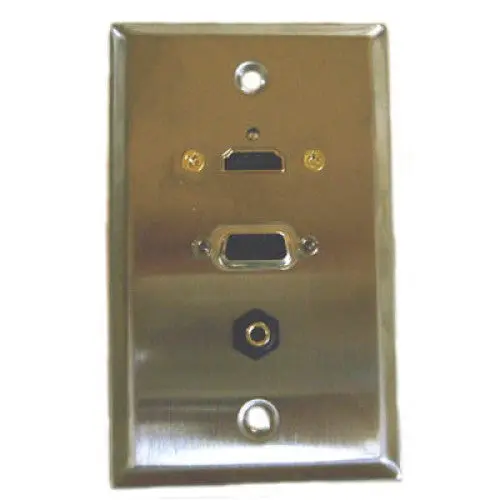 75-642 - Wall Plate Hdmi Vga Audio Metal Db15hd Fem And 3.5Mm Stereo Conn 1