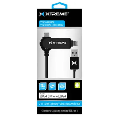 51731 - Usb Cable A Male To Lightning 8P And Micro B Male 3Ft Black 1