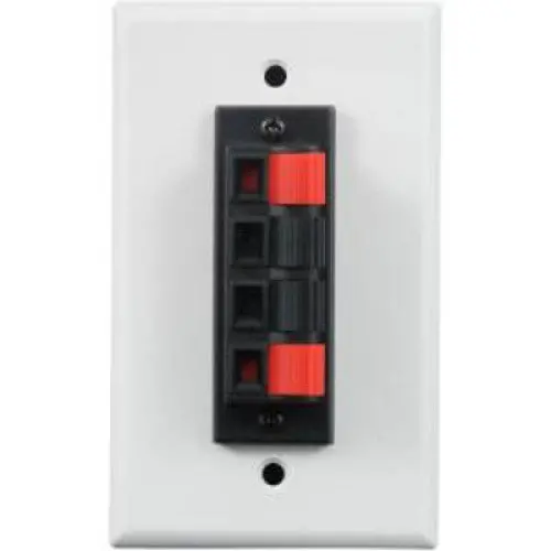 75-674 - Wall Plate Speaker Push Type 4P Red/Blk Terminal Wht Plate 1