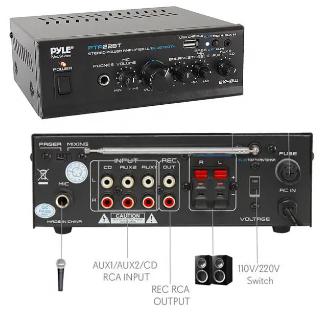 Pta22bt - Amplifier Mini 2X40w Bluetooth Stereo 1