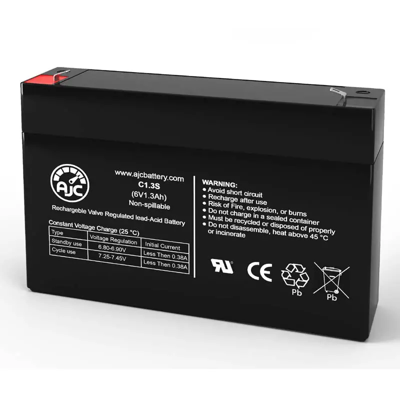 C1.3S-T1-A - Battery Lead Acid 6V 1.3Ah Qtab 3.81X0.98X2in(Lxwxh) 1