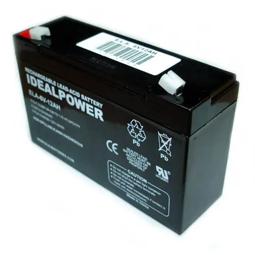 Ela6v12ah - Battery Lead Acid 6V 12Ah Qtab 5.94X1.97X3.70In(Lxwxh) 1