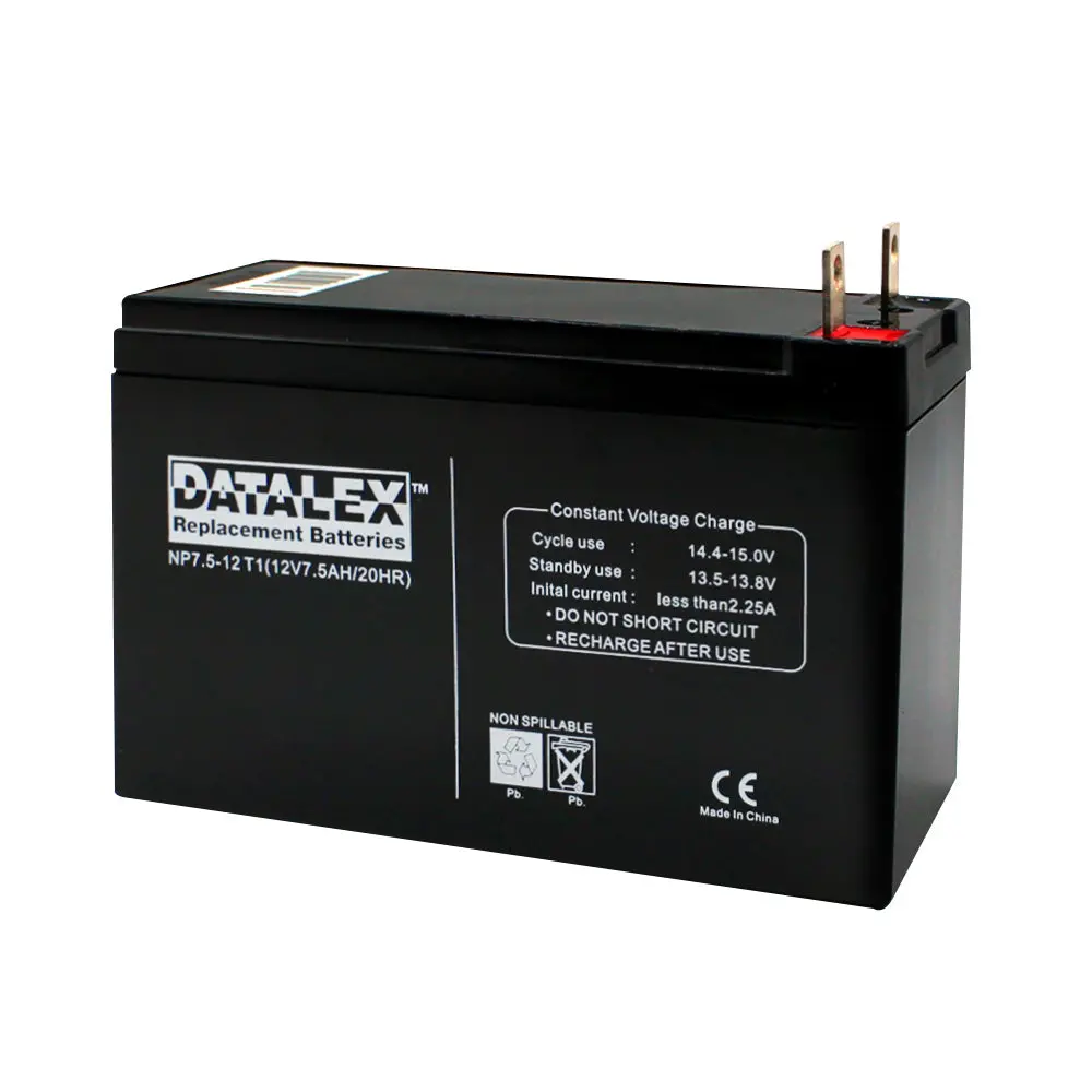 Np7.5-12 T1 - Battery Lead Acid 12V 7.5Ah W/T1 Tabs 5.94X2.56X3.66In(Lxwxh) 1