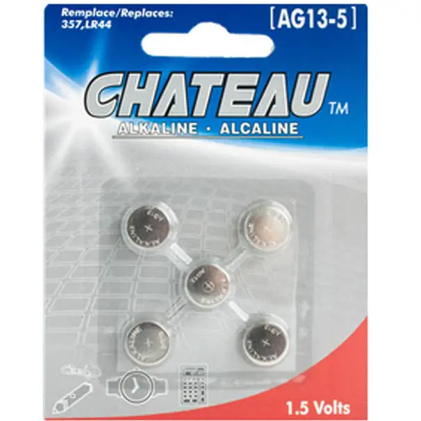 Ag13-5 - Battery Alkaline Ag13 1.5V Coin Replace 357 Lr44 Lr1154 Sr44 A76 (5 Pcs/Pkg) 1
