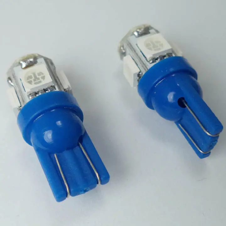 02264 - Led Bulb Wedge 12V Blue 5Led 5050 Replaces 194 And 168 Base T10 (2 Pcs/Pkg) 1