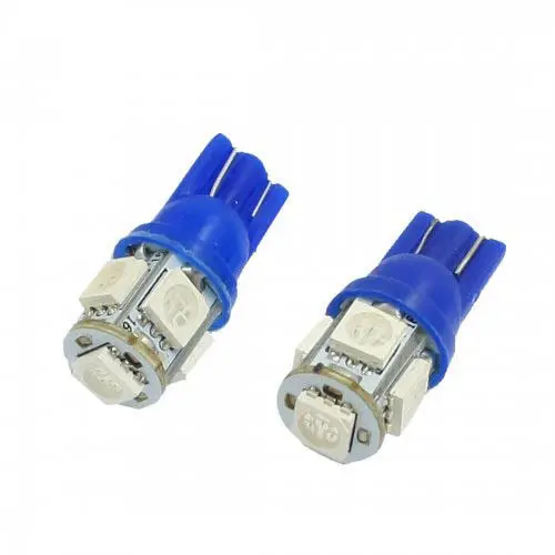 Bjfm-6630B-2 - Led Bulb Wedge 12V Blue 5Led 5050 Repaces 194 And 168 Base T10 (2 Pcs/Pkg) 1