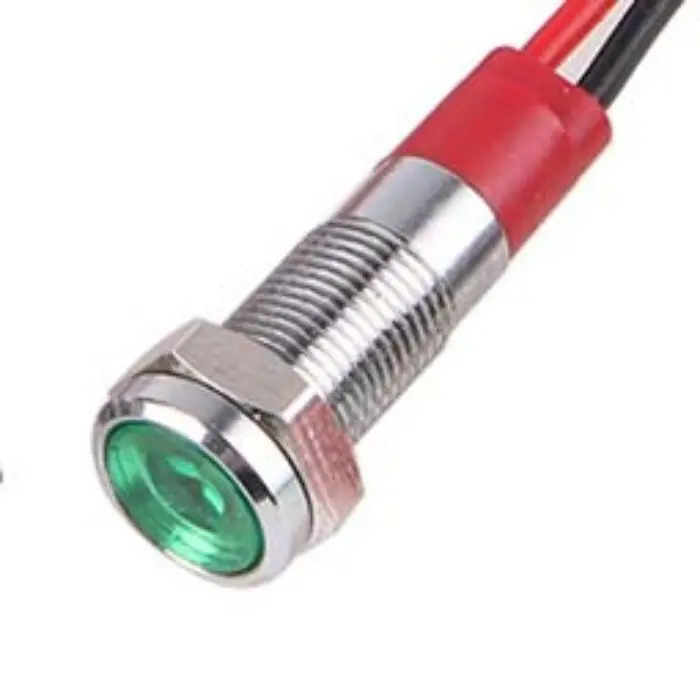 Bma-160 - Indicator Led 12V 6Mm Grn Chmt Wires Metal Ip67 Pilot Light 1