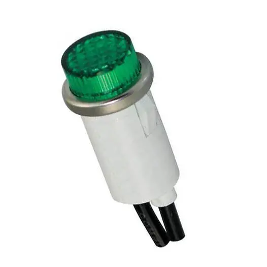 11-2374 - Indicator 250V 12Mm Grn Snap Wire Neon Flat Dome 1