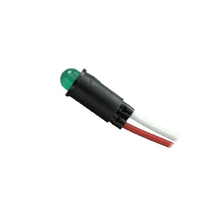 5100H5 - Indicator 2.2V Led 6.35Mm Grn Chmt 30Mcd 20Ma Wire 1