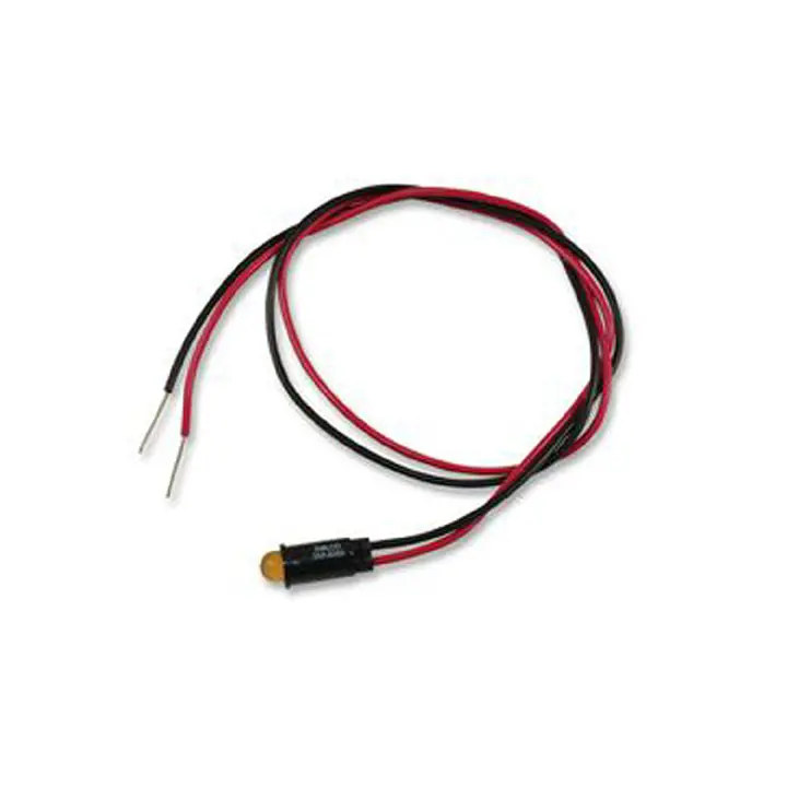 559-0302 - Indicator 5V Led 6.35Mm Yel Chmt 8Mcd 10Ma Wire 1