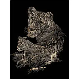 Copf11 - Copper Engraving Lionees And Cub 1